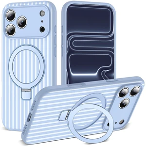 Striped Case for iPhone 17 Pro Max with Stand,6.9" Blue/White | Aesthetic Striped,Magnetic Stand,Compatible with Mag-Safe,Silicone 17 Pro Max Phone Case Striped Case for iPhone 17 Pro Max with Stand,6.9" Blue/White | Aesthetic Striped,Magnetic Stand,Compatible with Mag-Safe,Silicone 17 Pro Max Phone Case