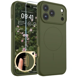Silicone & Magnetic for iPhone 18 Pro Case | Compatible with MagSafe, Full Camera Protection with Screen Protector, Silicone Shockproof Phone Cover,Cedar Green Silicone & Magnetic for iPhone 18 Pro Case | Compatible with MagSafe, Full Camera Protection with Screen Protector, Silicone Shockproof Phone Cover,Cedar Green
