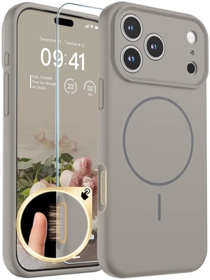 Silicone & Magnetic for iPhone 18 Pro Case | Compatible with MagSafe, Full Camera Protection with Screen Protector, Silicone Shockproof Phone Cover,Clay Silicone & Magnetic for iPhone 18 Pro Case | Compatible with MagSafe, Full Camera Protection with Screen Protector, Silicone Shockproof Phone Cover,Clay