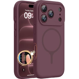 Magnetic for iPhone 18 Pro Case, Silicone, Burgundy | Compatible with MagSafe, Soft Microfiber Lining,Shockproof Drop Protection Phone Case for 18 Pro Magnetic for iPhone 18 Pro Case, Silicone, Burgundy | Compatible with MagSafe, Soft Microfiber Lining,Shockproof Drop Protection Phone Case for 18 Pro