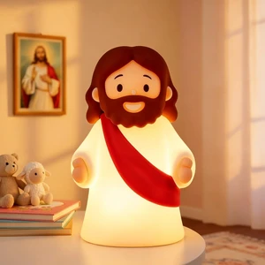 Little Jesus Night Light, Mini Silicone Jesus Lamp, Dimmable Rechargeable Touch Bedside Lamp for Nursery & Kids, Ideal Religious Gift for Christmas, Easter and Baptism (Red) Little Jesus Night Light, Mini Silicone Jesus Lamp, Dimmable Rechargeable Touch Bedside Lamp for Nursery & Kids, Ideal Religious Gift for Christmas, Easter and Baptism (Red)