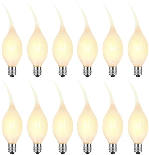 E12 Silicone Light Bulbs, Shatter-Resistant Candle Light Bulbs | 7W Silicone Dipped Candelabra Bulbs, Warm White Decorative Flame Tip for Christmas Chandeliers, Sconces & Night Lights, 12 E12 Silicone Light Bulbs, Shatter-Resistant Candle Light Bulbs | 7W Silicone Dipped Candelabra Bulbs, Warm White Decorative Flame Tip for Christmas Chandeliers, Sconces & Night Lights, 12