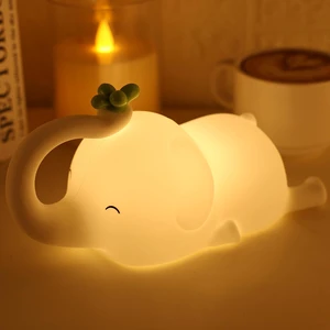 Silicone Elephant Night Light for Kids - 3-Level Dimmable & Rechargeable LED Lamp, Touch Control Soft Animal Light for Nursery, Baby Room Decor Silicone Elephant Night Light for Kids - 3-Level Dimmable & Rechargeable LED Lamp, Touch Control Soft Animal Light for Nursery, Baby Room Decor