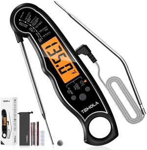 Meat Thermometer, Instant Read Food Thermometer for Cooking, Digital Food Thermometer with LCD Backlight for Candy Fry Grill BBQ Liquids, Kitchen Oven Safe Dual Probe 2 in 1 Thermometer Meat Thermometer, Instant Read Food Thermometer for Cooking, Digital Food Thermometer with LCD Backlight for Candy Fry Grill BBQ Liquids, Kitchen Oven Safe Dual Probe 2 in 1 Thermometer