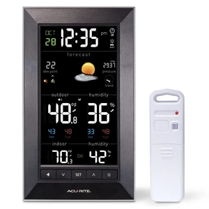 Digital Vertical Weather Forecaster with Indoor/Outdoor Temperature, Humidity, and Date and Time (01121M), Black Digital Vertical Weather Forecaster with Indoor/Outdoor Temperature, Humidity, and Date and Time (01121M), Black