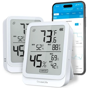 Bluetooth Hygrometer Thermometer H5104, LCD Digital White 2-Pack | Indoor temperature monitor with APP alert & 2-yr data storage export, humidity meter for greenhouse/wine cellar/bedroom Bluetooth Hygrometer Thermometer H5104, LCD Digital White 2-Pack | Indoor temperature monitor with APP alert & 2-yr data storage export, humidity meter for greenhouse/wine cellar/bedroom