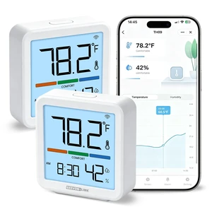 Indoor WiFi Thermometer Hygrometer with App Notification 2 Pack | Wireless bluetooth smart digital humidity temperature monitor,remote sensor,2.4G wifi,LCD display,for bedroom,wine cellar Indoor WiFi Thermometer Hygrometer with App Notification 2 Pack | Wireless bluetooth smart digital humidity temperature monitor,remote sensor,2.4G wifi,LCD display,for bedroom,wine cellar