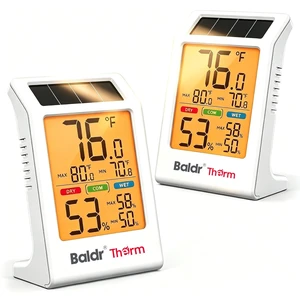 2-Pack Indoor Thermometer Humidity Meter with Backlight Solar Powered | Room Temperature Monitor with Max/Min Record Clear&Battery Backup Digital Hygrometer for Home Office, No More Battery Changes 2-Pack Indoor Thermometer Humidity Meter with Backlight Solar Powered | Room Temperature Monitor with Max/Min Record Clear&Battery Backup Digital Hygrometer for Home Office, No More Battery Changes