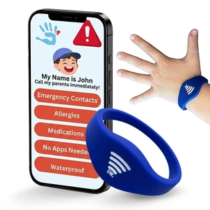 Kids ID Bracelet, Fitted NFC Safety Wristband, Waterproof Slip-On ID Band | Waterproof silicone; not GPS; wrist or ankle wear; ideal for theme parks, travel & beaches; slip-on fit Kids ID Bracelet, Fitted NFC Safety Wristband, Waterproof Slip-On ID Band | Waterproof silicone; not GPS; wrist or ankle wear; ideal for theme parks, travel & beaches; slip-on fit
