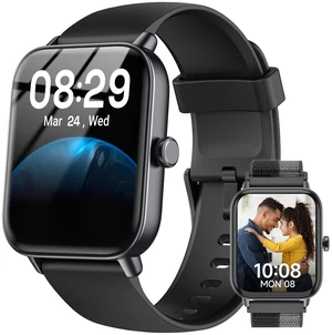Smart Watch for Women Men, Fitness Tracker iOS Android, Galaxy Black | 1.85" HD Smartwatch, Calling, 2 Bands (Silicone+Woven), Alexa, Heart Rate/Sleep Monitor, Waterproof, Gift for Men and Women Smart Watch for Women Men, Fitness Tracker iOS Android, Galaxy Black | 1.85" HD Smartwatch, Calling, 2 Bands (Silicone+Woven), Alexa, Heart Rate/Sleep Monitor, Waterproof, Gift for Men and Women