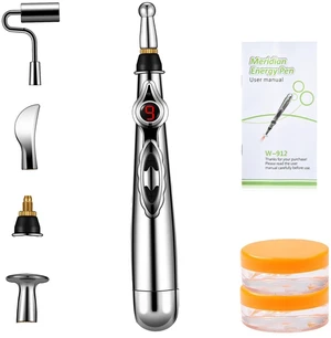 5-in-1 Massage Acupuncture Pen, Electronic Pain Relief Therapy, Meridian Energy Massager Pen Self Massage Tools Muscle Healing with Massaging Gel 5-in-1 Massage Acupuncture Pen, Electronic Pain Relief Therapy, Meridian Energy Massager Pen Self Massage Tools Muscle Healing with Massaging Gel