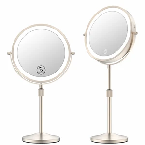 7" Lighted Makeup Mirror with Lights and 1X 7X Magnification,Brushed Nickel | Rechargeable Double Sided Magnifying Mirror Height Adjustable,3 Colors, Dimmable,Free Standing on Bathroom Countertop 7" Lighted Makeup Mirror with Lights and 1X 7X Magnification,Brushed Nickel | Rechargeable Double Sided Magnifying Mirror Height Adjustable,3 Colors, Dimmable,Free Standing on Bathroom Countertop