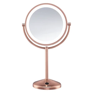 Vanity Mirror, LED Lighting, 1X/10X Magnifying, Rose Gold | Double-sided lighted makeup mirror, battery operated, ideal for makeup application and grooming, adjustable angle Vanity Mirror, LED Lighting, 1X/10X Magnifying, Rose Gold | Double-sided lighted makeup mirror, battery operated, ideal for makeup application and grooming, adjustable angle