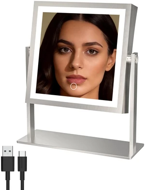 Makeup Mirror with Lights, Dual Sided 1X/10X, Brushed Nickel | 8",4000mAh Rechargeable, Magnifying Mirror with 3 Color Lights,Touch Control Dimmable, 360° Rotation, Square, Gift for Women Makeup Mirror with Lights, Dual Sided 1X/10X, Brushed Nickel | 8",4000mAh Rechargeable, Magnifying Mirror with 3 Color Lights,Touch Control Dimmable, 360° Rotation, Square, Gift for Women