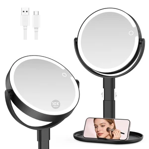 Rechargeable Lighted Makeup Mirror,10X Magnification, 8 Inch | 3 Adjustable Light Colors, Rechargeable Cordless Design, Adjustable Height, Storage Base with Phone Holder,Touch Control Rechargeable Lighted Makeup Mirror,10X Magnification, 8 Inch | 3 Adjustable Light Colors, Rechargeable Cordless Design, Adjustable Height, Storage Base with Phone Holder,Touch Control