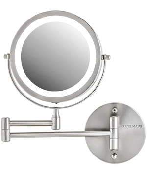 7" Wall Mounted Lighted Makeup Mirror, Nickel Brushed MFW70BR1X7X | Cordless Double Sided 1X/7X Magnifying Mirror for Bathroom with LED Lights, 360° Rotation, Extendable Arm, Battery Operated 7" Wall Mounted Lighted Makeup Mirror, Nickel Brushed MFW70BR1X7X | Cordless Double Sided 1X/7X Magnifying Mirror for Bathroom with LED Lights, 360° Rotation, Extendable Arm, Battery Operated