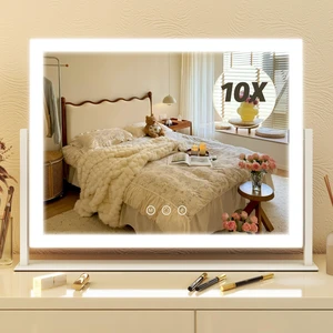 Vanity Mirror with Lights 13'' x 17'' Makeup Mirror with Lights,Vanity Mirror Touch Screen with 3-Color Lighting,Dimmable,for Vanity Desk Bedroom White Vanity Mirror with Lights 13'' x 17'' Makeup Mirror with Lights,Vanity Mirror Touch Screen with 3-Color Lighting,Dimmable,for Vanity Desk Bedroom White