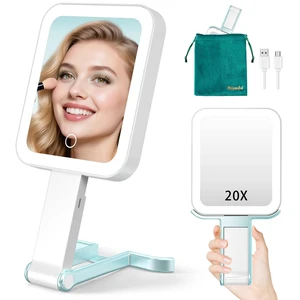 20X/1X Magnifying Mirror with Light Travel Makeup Mirror with Lights | Double Sided Travel Mirror with 3 Color Light,Dimmable Touch, Lighted Makeup Mirror for Tabletop, Handheld, Hanging(Blue) 20X/1X Magnifying Mirror with Light Travel Makeup Mirror with Lights | Double Sided Travel Mirror with 3 Color Light,Dimmable Touch, Lighted Makeup Mirror for Tabletop, Handheld, Hanging(Blue)
