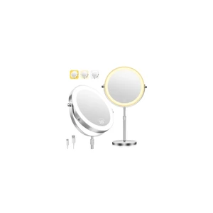 1X/30X Makeup Mirror with Lights, 9" Magnifying Mirror Height Adjustable Double Sided Vanity Mirror, 360° Rotation Cosmetic Mirror for Desk Bathroom, Ideal Gift for Women - Nickel 1X/30X Makeup Mirror with Lights, 9" Magnifying Mirror Height Adjustable Double Sided Vanity Mirror, 360° Rotation Cosmetic Mirror for Desk Bathroom, Ideal Gift for Women - Nickel