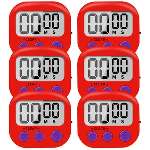 6 Pack Small Digital Kitchen Timer Magnetic Back and ON/Off Switch,Minute Second Count Up Countdown (Red) 6 Pack Small Digital Kitchen Timer Magnetic Back and ON/Off Switch,Minute Second Count Up Countdown (Red)