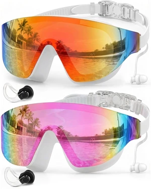 Swim Goggles 2 Pack, Rimless Wide View Swimming Goggles for Adult, Anti-Fog Anti-UV No Leaking Pool Goggles for Men Women Youth Swim Goggles 2 Pack, Rimless Wide View Swimming Goggles for Adult, Anti-Fog Anti-UV No Leaking Pool Goggles for Men Women Youth