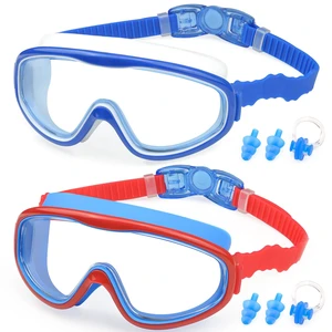 2 Pack Kids Swim Goggles, Clear Wide View No-Leak Anti-Fog UV Protection Swimming Glasses with Nose Clip Earplugs for Toddlers Youth Child 3-15 Years Old (Blue & Red Blue, 2 Pack) 2 Pack Kids Swim Goggles, Clear Wide View No-Leak Anti-Fog UV Protection Swimming Glasses with Nose Clip Earplugs for Toddlers Youth Child 3-15 Years Old (Blue & Red Blue, 2 Pack)