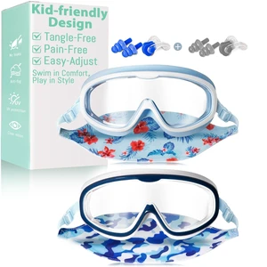 2 Pack Kids Swim Goggles with Fabric Strap for 6-14 Wide View Anti-Fog Anti-UV,No Hair Pulling Swimming Goggles Boys Girls Youth Pool Water Protection 2 Pack Kids Swim Goggles with Fabric Strap for 6-14 Wide View Anti-Fog Anti-UV,No Hair Pulling Swimming Goggles Boys Girls Youth Pool Water Protection
