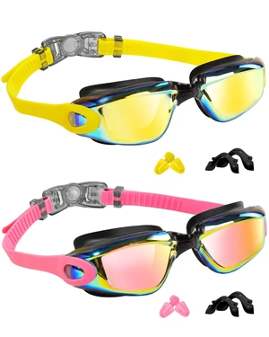 Kids Swim Goggles 2 Pack Anti-Fog Leakproof 4-16 Boys Girls Youth | UV Protection Clear View Underwater Pool Swimming Goggles Glasses with 3 Nose Pieces, Ideal for Pool, Beach, Swim Lessons Kids Swim Goggles 2 Pack Anti-Fog Leakproof 4-16 Boys Girls Youth | UV Protection Clear View Underwater Pool Swimming Goggles Glasses with 3 Nose Pieces, Ideal for Pool, Beach, Swim Lessons
