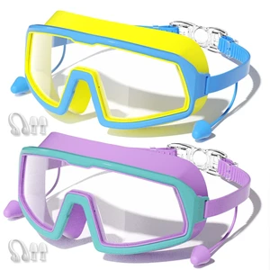 Kids Swim Goggles 2 Pack, Large Frame, Anti-Fog, UV Protection, Leakproof, Wide View, Age 4-14 Kids Swim Goggles 2 Pack, Large Frame, Anti-Fog, UV Protection, Leakproof, Wide View, Age 4-14