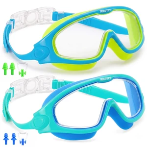 2 Pack Kids Swim Goggles, Leakproof Anti-Fog UV Protection Wide View Goggles for Boys Girls 3-14 (Blue Green + Blue Cyan) 2 Pack Kids Swim Goggles, Leakproof Anti-Fog UV Protection Wide View Goggles for Boys Girls 3-14 (Blue Green + Blue Cyan)