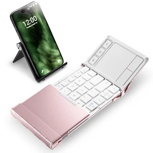 BK08 Foldable Keyboard with Touchpad for Phone and Tablet, Pink | Multi-Touch Trackpad, Pocket-Sized, Aluminum Build, 3-Device Bluetooth Switching, USB-C Charging, for Travel and Remote Work BK08 Foldable Keyboard with Touchpad for Phone and Tablet, Pink | Multi-Touch Trackpad, Pocket-Sized, Aluminum Build, 3-Device Bluetooth Switching, USB-C Charging, for Travel and Remote Work