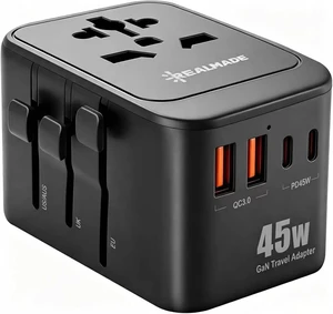 45W GaN PD Travel Adapter 5-Port EU UK US AU Plug Black | All-in-one international power adapter, travel essential for US EU UK overseas trips 45W GaN PD Travel Adapter 5-Port EU UK US AU Plug Black | All-in-one international power adapter, travel essential for US EU UK overseas trips