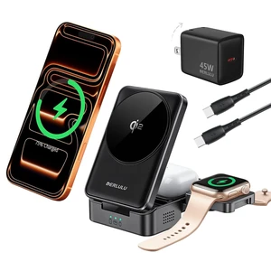 Foldable 3-in-1 Wireless Charger for Apple Devices, Qi2 15W Magnetic Fast Charging Dock for iPhone 17/16, Apple Watch, AirPods and More, (45W USB-C Charger & 5ft Type-C Cable Included) Foldable 3-in-1 Wireless Charger for Apple Devices, Qi2 15W Magnetic Fast Charging Dock for iPhone 17/16, Apple Watch, AirPods and More, (45W USB-C Charger & 5ft Type-C Cable Included)