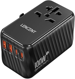 Universal Travel Adapter, 100W GaN International Fast Charger | with 2 PD3.0 Type C+2 USB A, Worldwide Power Adaptor for Phones,Laptops, All in One Travel Essentials for EU/USA/UK/AU, Black Universal Travel Adapter, 100W GaN International Fast Charger | with 2 PD3.0 Type C+2 USB A, Worldwide Power Adaptor for Phones,Laptops, All in One Travel Essentials for EU/USA/UK/AU, Black