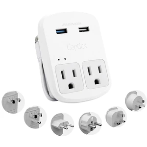 Universal Travel Adapter, Dual USB (QC 3.0) + 2 US outlets + USB-C Cable, Use with Chargers, Cell Phones, Laptops, 6 Plug attachments for Worldwide use (Does Not Convert Voltage) (WPS-2B) Universal Travel Adapter, Dual USB (QC 3.0) + 2 US outlets + USB-C Cable, Use with Chargers, Cell Phones, Laptops, 6 Plug attachments for Worldwide use (Does Not Convert Voltage) (WPS-2B)