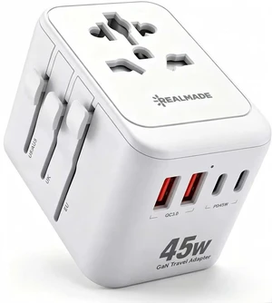 45W International All-in-One Travel Adapter, 2C+2A GaN Tech White | All-in-one international power adapter, travel essential for US EU UK overseas trips 45W International All-in-One Travel Adapter, 2C+2A GaN Tech White | All-in-one international power adapter, travel essential for US EU UK overseas trips