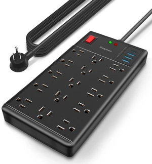 Surge Protector Power Strip 15 ft cord-15 Widely Spaced Outlets and 4 USB Ports(1 USB C Port),14 AWG Extension Cord,1875W/15A Heavy Duty Power Strip Surge Protector 15 ft Cord,2800J,Black Surge Protector Power Strip 15 ft cord-15 Widely Spaced Outlets and 4 USB Ports(1 USB C Port),14 AWG Extension Cord,1875W/15A Heavy Duty Power Strip Surge Protector 15 ft Cord,2800J,Black
