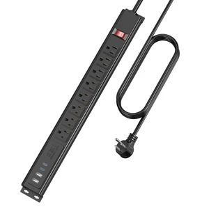 Heavy Duty Long Power Strip with USB, 8 Outlets, 6FT, Black, 1 | Flat Plug Extension Cord, Wall Mount Electric Extender with Switch, Surge Protector for Industrial Garage Home Office Dorm Heavy Duty Long Power Strip with USB, 8 Outlets, 6FT, Black, 1 | Flat Plug Extension Cord, Wall Mount Electric Extender with Switch, Surge Protector for Industrial Garage Home Office Dorm