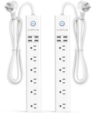 2 Pack Power Strip Surge Protector Flat Plug - 6 Widely Spaced Outlets 4 USB Charging Ports, 2100J/10A with 6Ft Long Extension Cord, Overload Surge Protection, Wall Mount for Home Office 2 Pack Power Strip Surge Protector Flat Plug - 6 Widely Spaced Outlets 4 USB Charging Ports, 2100J/10A with 6Ft Long Extension Cord, Overload Surge Protection, Wall Mount for Home Office