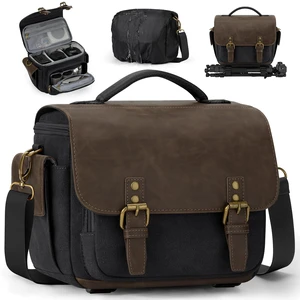 Camera Bag, Vintage Canvas Camera Sling Bag Crossbody Camera Case | Water-resistant DSLR SLR Mirrorless Camera Bag for Photographer with Rain Cover & Tripod Holder for Sony Canon Nikon Fujifilm Camera Bag, Vintage Canvas Camera Sling Bag Crossbody Camera Case | Water-resistant DSLR SLR Mirrorless Camera Bag for Photographer with Rain Cover & Tripod Holder for Sony Canon Nikon Fujifilm