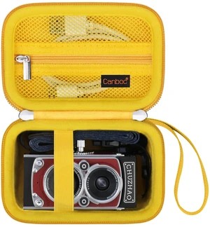 Carrying Case for CHUZHAO Vintage Mini Digital Camera, Yellow | Portable TLR Style Retro Camera Bag, Mesh Pocket fits USB Cable, SD Card, Case Only Carrying Case for CHUZHAO Vintage Mini Digital Camera, Yellow | Portable TLR Style Retro Camera Bag, Mesh Pocket fits USB Cable, SD Card, Case Only