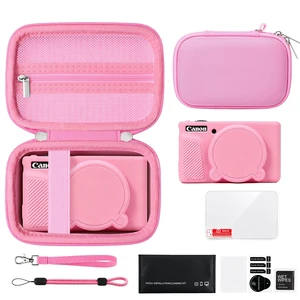 6-in-1 Camera Case Kit for Canon PowerShot SX740 HS Digital Camera, Pink | Hard Carrying Case + Soft Silicone Protective Case + Screen Protector + 2*Wrist Strap for Canon SX740 HS Digital Camera 6-in-1 Camera Case Kit for Canon PowerShot SX740 HS Digital Camera, Pink | Hard Carrying Case + Soft Silicone Protective Case + Screen Protector + 2*Wrist Strap for Canon SX740 HS Digital Camera