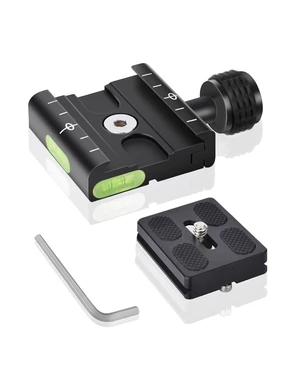 50mm Arca Swiss Quick Release Plate, with 3/8"&1/4" Screw, Black | Aluminum QR Clamp Adapter Set, Built-in Bubble Level Compatible with Manfrotto DSLR Camera Tripod Ball Head Monopod 50mm Arca Swiss Quick Release Plate, with 3/8"&1/4" Screw, Black | Aluminum QR Clamp Adapter Set, Built-in Bubble Level Compatible with Manfrotto DSLR Camera Tripod Ball Head Monopod