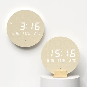 Wood Moon Cordless Mini Digital LED Wall Clock, Date, Temperature | Auto Brightness, Wall Mount/Wooden Stand, Wireless Wall Clock Modern Minimalist Décor, Office Livingroom Bedroom Wood Moon Cordless Mini Digital LED Wall Clock, Date, Temperature | Auto Brightness, Wall Mount/Wooden Stand, Wireless Wall Clock Modern Minimalist Décor, Office Livingroom Bedroom