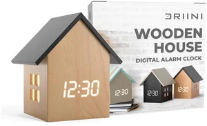 Digital House-Shaped Alarm Clock with Temperature Display (Light Wood) Modern Aesthetic - Cute Cube Frame and White LED Dimmer - Perfect Small Desk Clock for Bedside Table or Bedroom Mantle Digital House-Shaped Alarm Clock with Temperature Display (Light Wood) Modern Aesthetic - Cute Cube Frame and White LED Dimmer - Perfect Small Desk Clock for Bedside Table or Bedroom Mantle