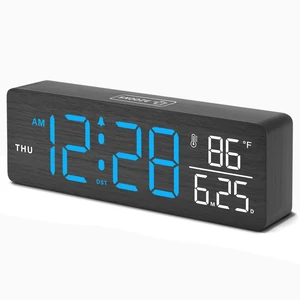 Wooden Digital Alarm Clock with Date & Day of Week for Bedroom | Large Display Desk Clock for Living Room, Temperature, Dimmer, Adjustable Volume, Auto DST, Office Wood Décor (Plug-in) Wooden Digital Alarm Clock with Date & Day of Week for Bedroom | Large Display Desk Clock for Living Room, Temperature, Dimmer, Adjustable Volume, Auto DST, Office Wood Décor (Plug-in)