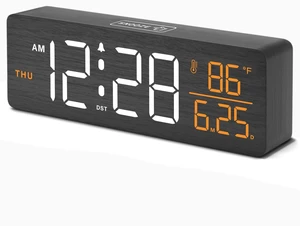 Wooden Digital Alarm Clock with Date & Day of Week for Bedroom | Large Display Desk Clock for Living Room, Temperature, Dimmer, Adjustable Volume, Auto DST, Office Wood Décor (Plug-in) Wooden Digital Alarm Clock with Date & Day of Week for Bedroom | Large Display Desk Clock for Living Room, Temperature, Dimmer, Adjustable Volume, Auto DST, Office Wood Décor (Plug-in)