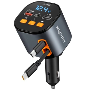 Retractable Car Charger,5 in 1 Fast Car Phone Charger 90W,Bluetooth 5.3 FM Transmitter Adapter,Handsfree Call,2 Retractable USB-C Cables and USB Cars Chargers for iPhone 16/15/14/13/12/11,Galaxy,Pixel Retractable Car Charger,5 in 1 Fast Car Phone Charger 90W,Bluetooth 5.3 FM Transmitter Adapter,Handsfree Call,2 Retractable USB-C Cables and USB Cars Chargers for iPhone 16/15/14/13/12/11,Galaxy,Pixel