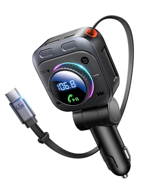 72W Bluetooth 5.4 FM Transmitter Car Adapter | with Extendable Charging Cable USB C Car Cigarette Lighter, Bass & Hands-Free, 180° Rotatable for iPhone 17/16/15 72W Bluetooth 5.4 FM Transmitter Car Adapter | with Extendable Charging Cable USB C Car Cigarette Lighter, Bass & Hands-Free, 180° Rotatable for iPhone 17/16/15