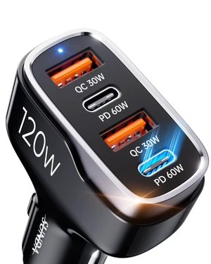 120W USB C Fast Car Charger, USB C Car Phone Charger, 4-Port (2 USB-C + 2 USB-A) PD 3.0/60W PPS QC 3.0, Cigarette Lighter USB Charger Adapter for Road Trip iPhone/Samsung/Google Pixel/iPad 120W USB C Fast Car Charger, USB C Car Phone Charger, 4-Port (2 USB-C + 2 USB-A) PD 3.0/60W PPS QC 3.0, Cigarette Lighter USB Charger Adapter for Road Trip iPhone/Samsung/Google Pixel/iPad